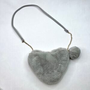Deb & Dave Fuzzy Grey Heart Purse